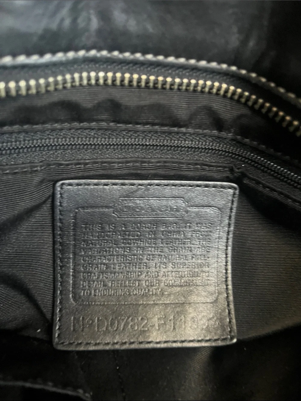 Coach Y2K Black Leather Tote Bag Silver Buckle Hardware White Contrast Stiching - Picture 15 of 16